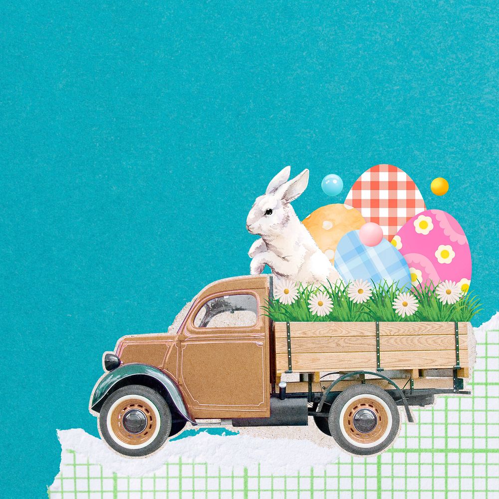 Editable Easter bunny collage design