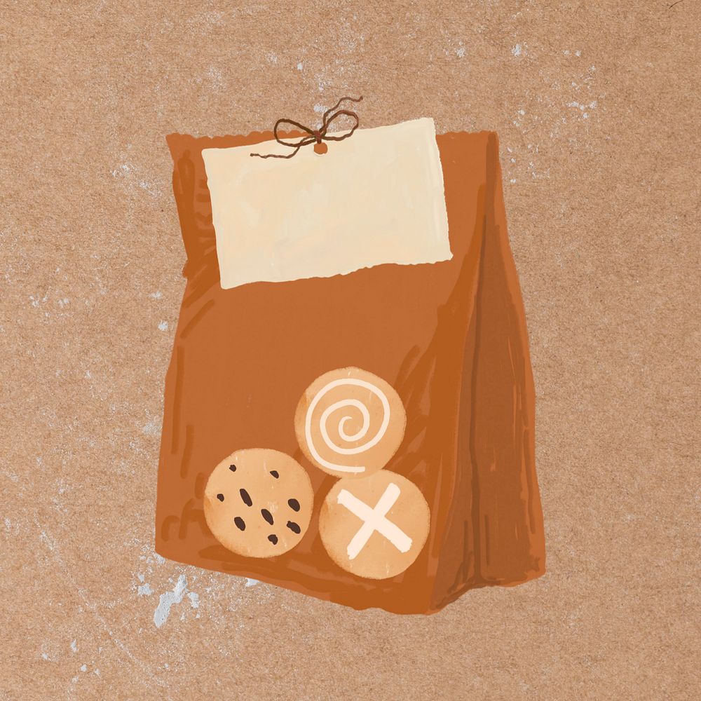 Cookie bag, editable food collage element design