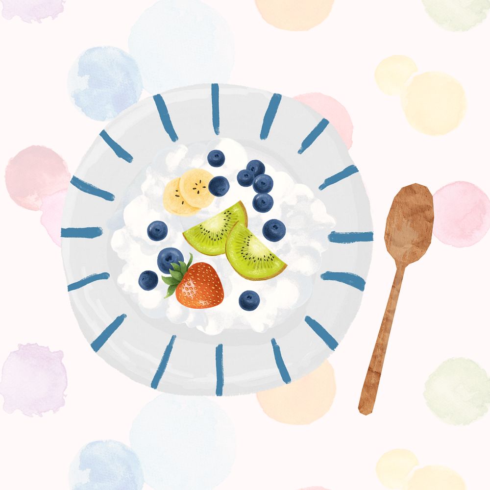 Smoothie bowl, editable healthy food collage element design