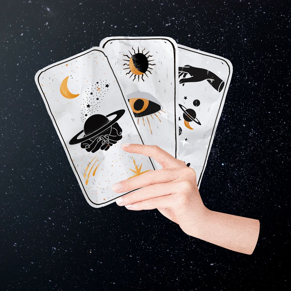 Editable fortune telling, celestial tarot cards collage design