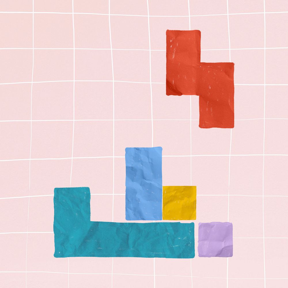 Block game illustration, pink grid design