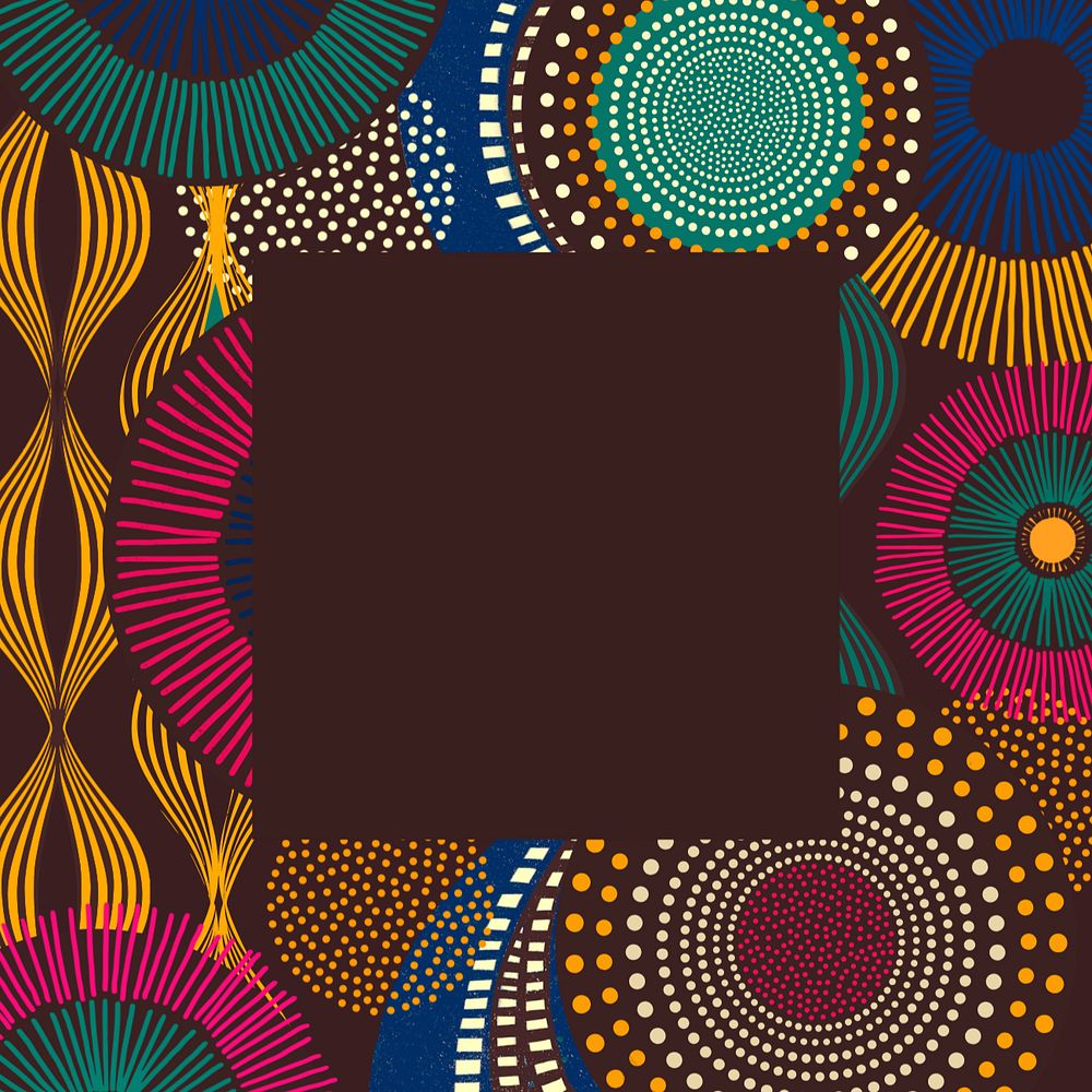 African tribal pattern frame background, colorful abstract style, editable design