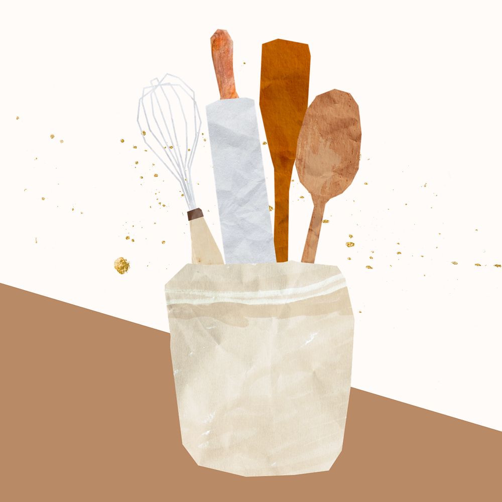 Editable baking tools, cute collage element design