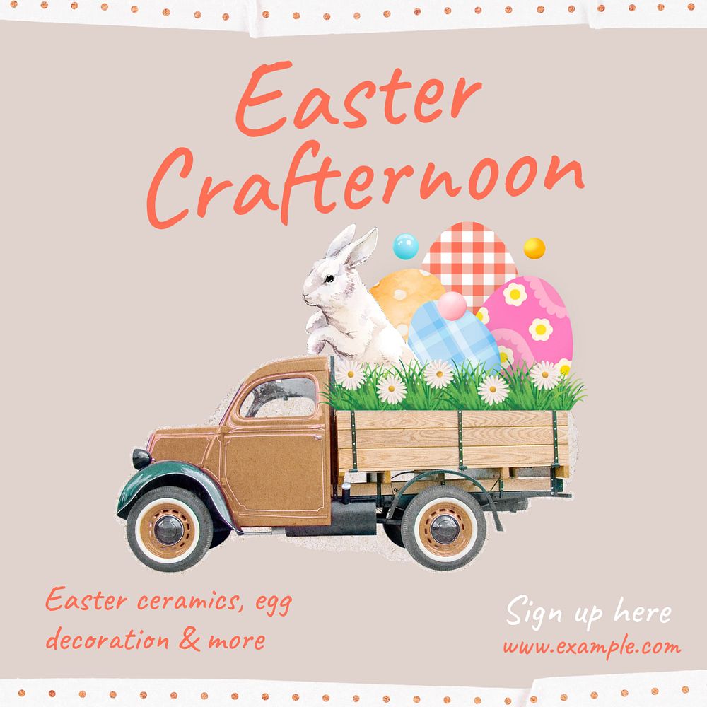 Easter crafternoon Instagram post template, editable design