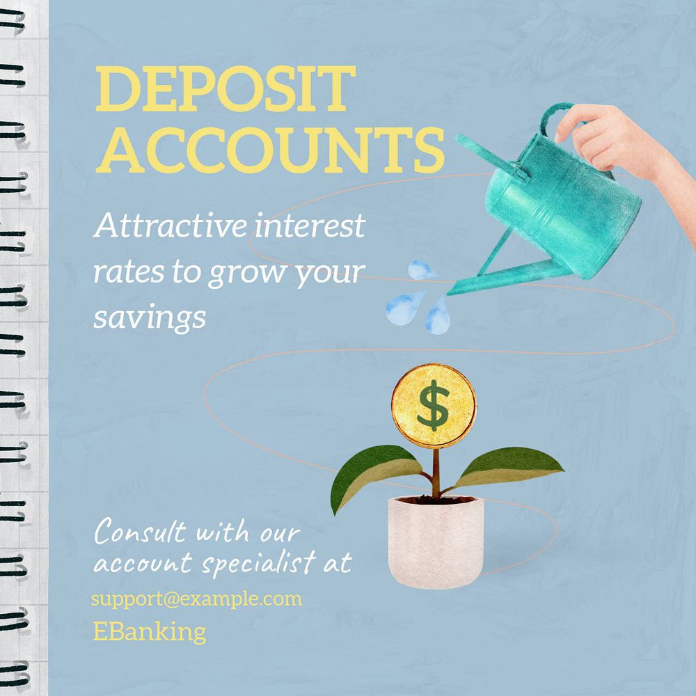 Deposit accounts Instagram post template, editable design