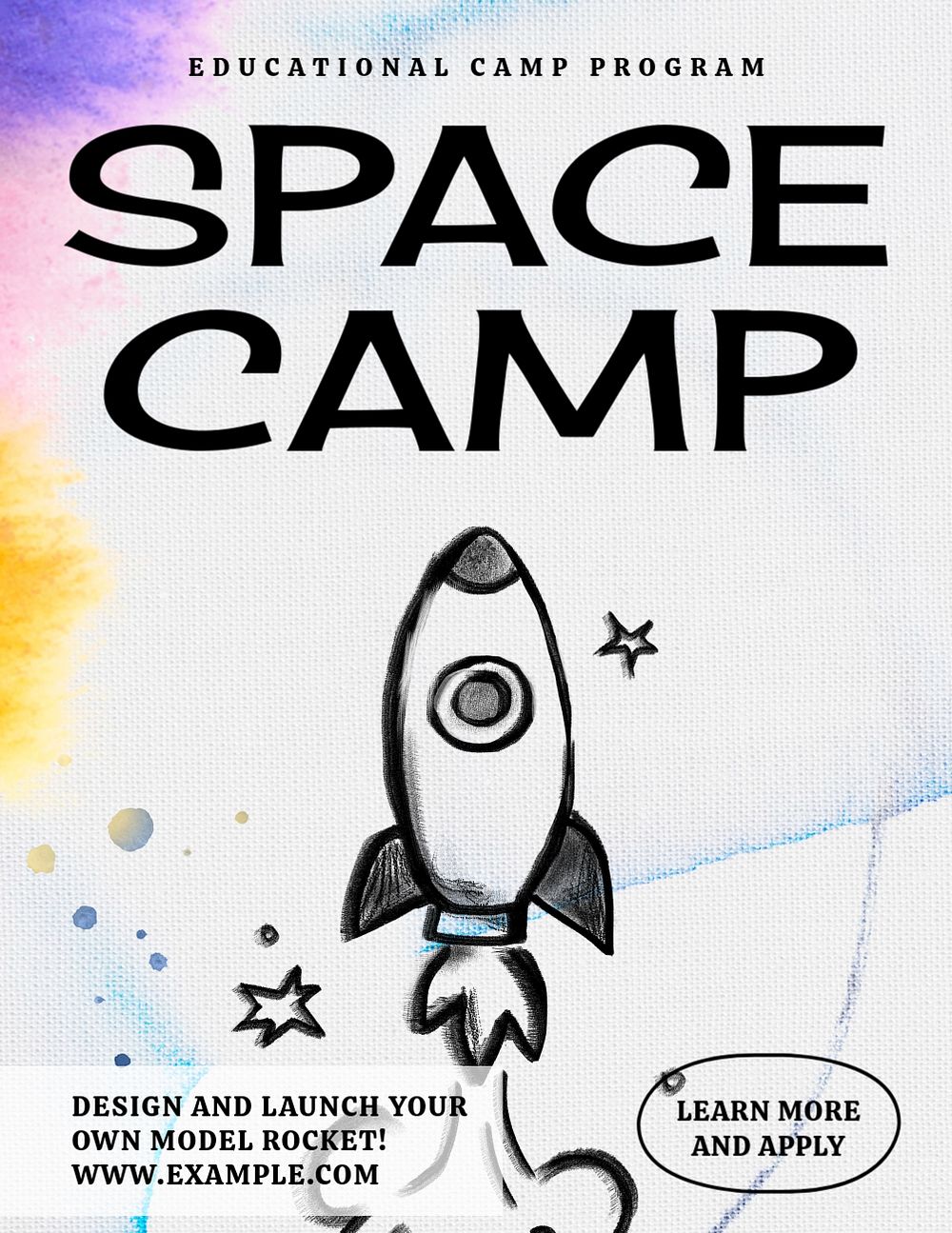 Space camp flyer template, editable advertisement