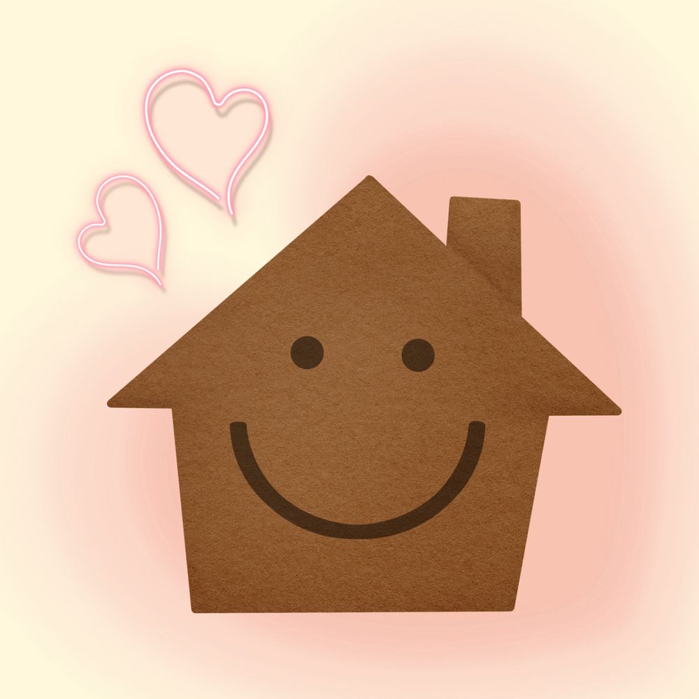 Editable smiling home, happy family design