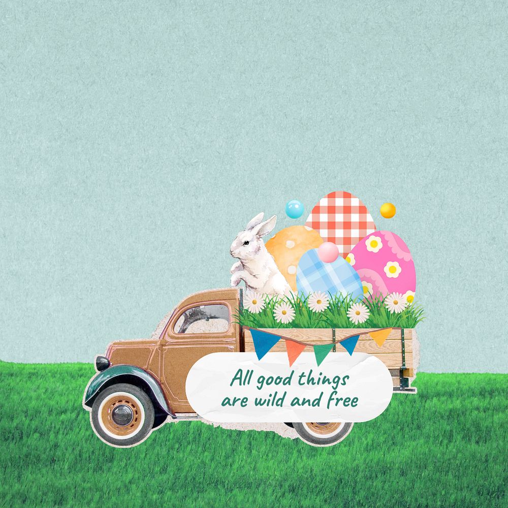 Easter aesthetic Instagram post template, editable design