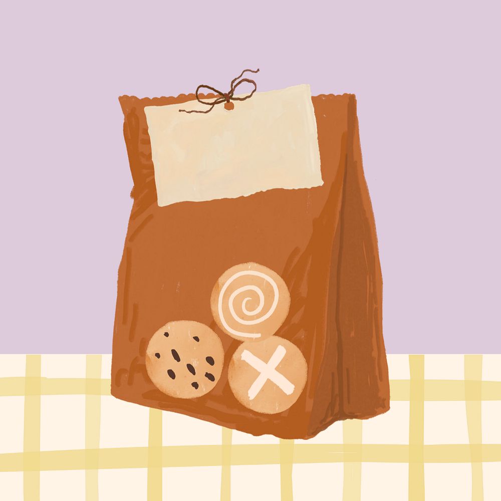 Editable cookie bag, food collage element design