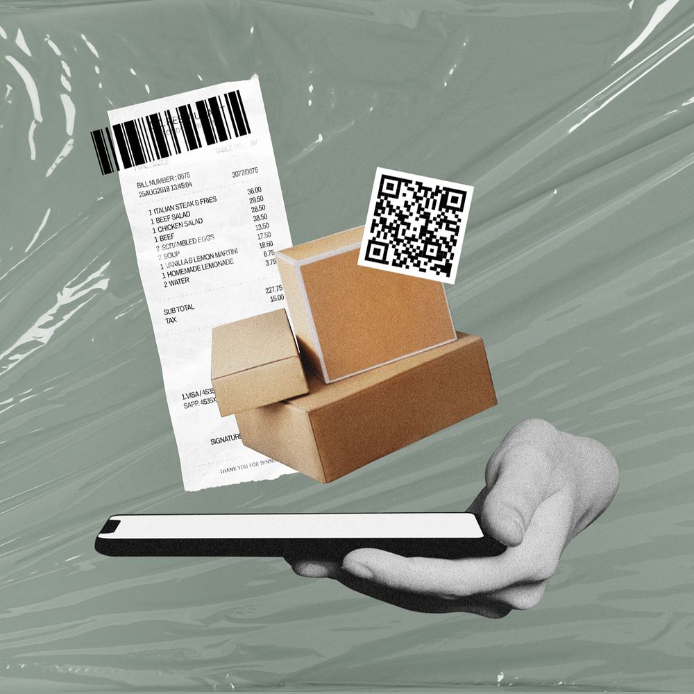 Online order tracking, editable logistics technology collage design