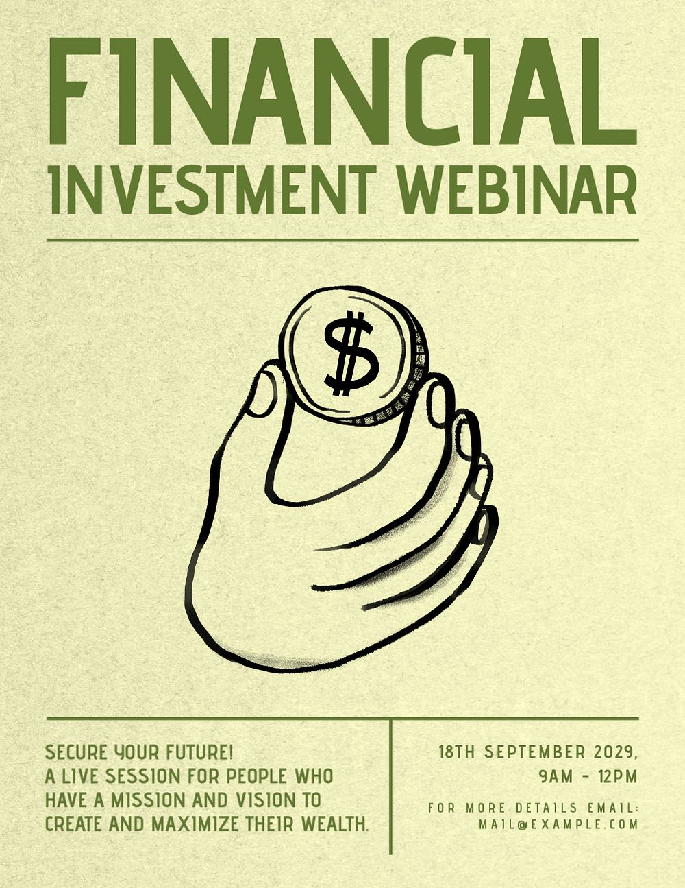 Financial Investment webinar flyer template, editable advertisement