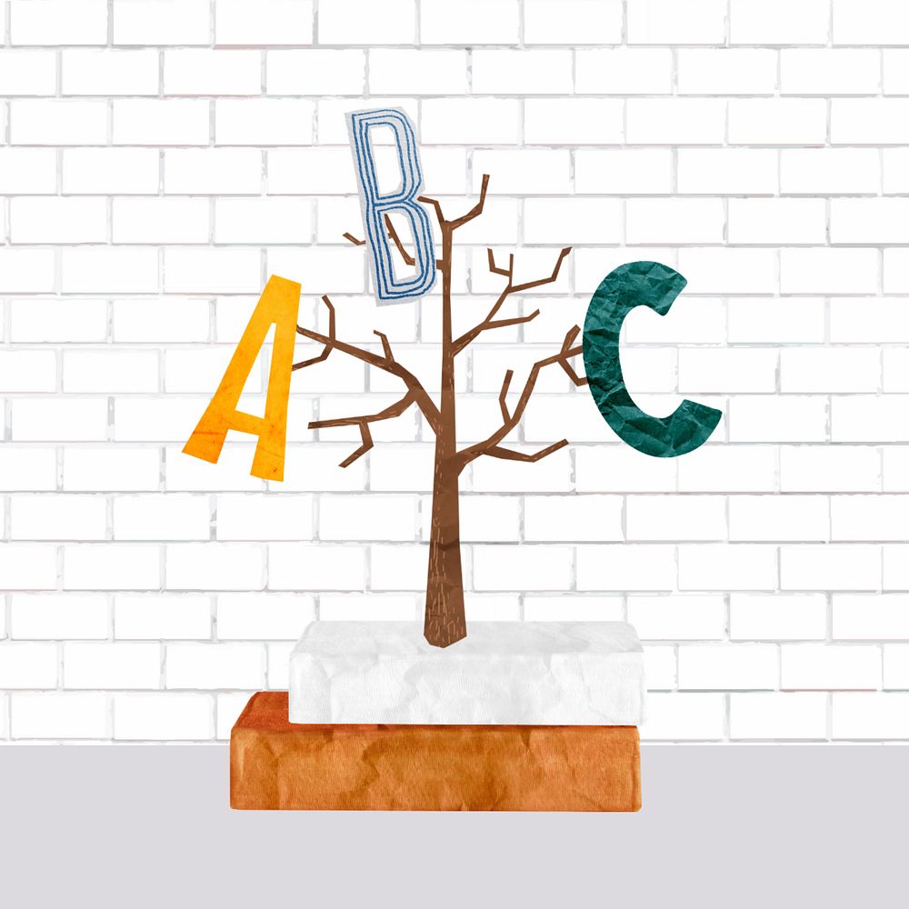 Language learning, editable English alphabets tree, education paper collage design