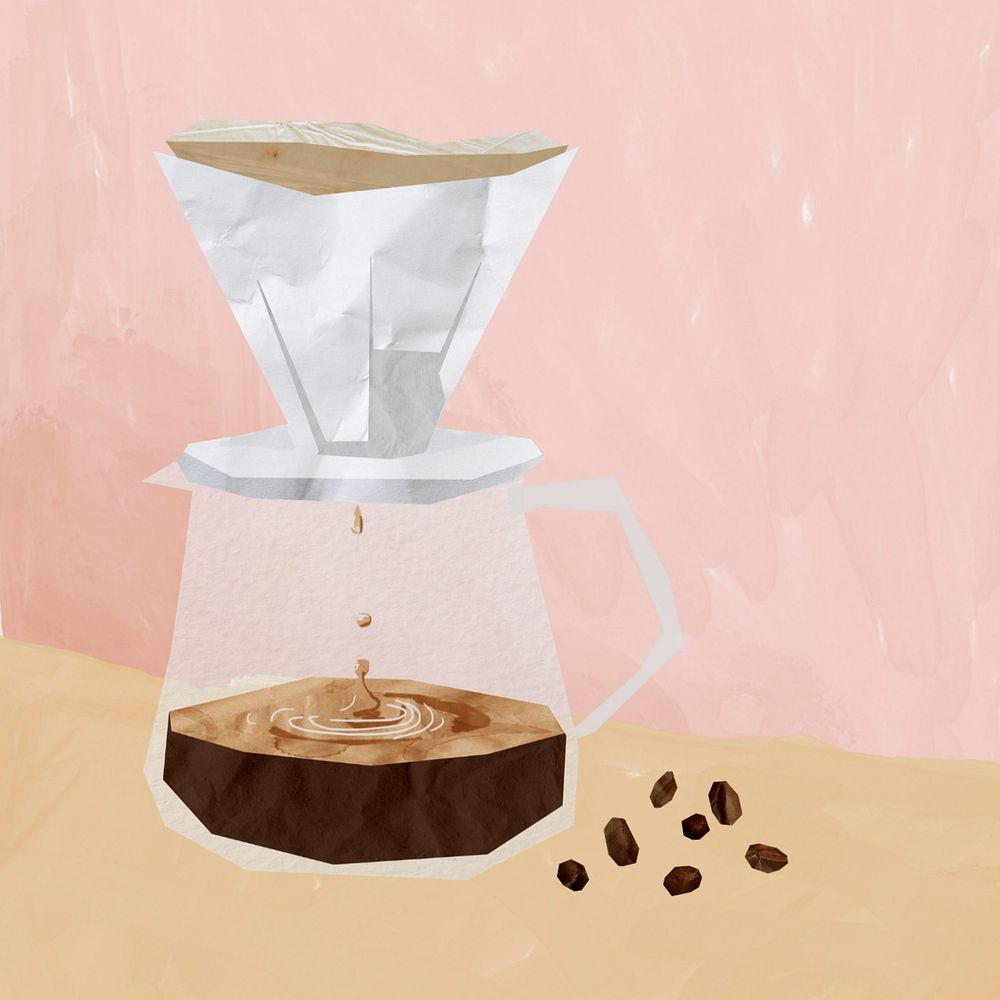 Drip coffee, editable paper collage element design