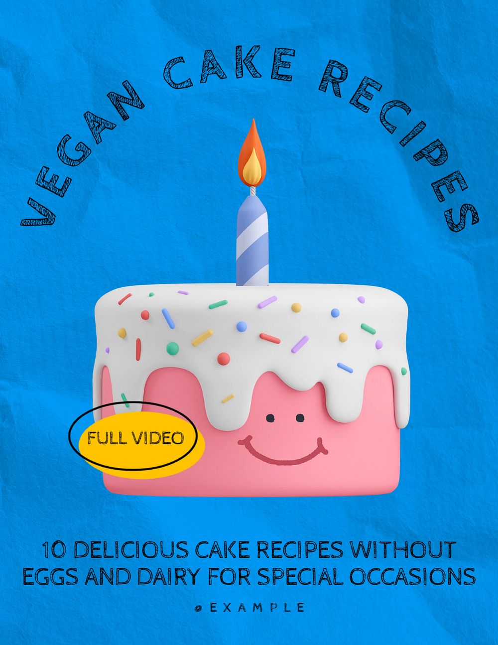 Vegan cake recipe flyer template, editable advertisement