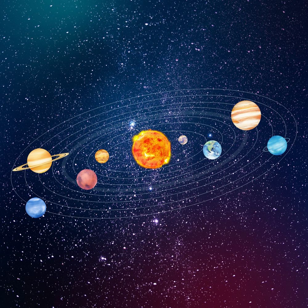 Solar system, editable galaxy collage design