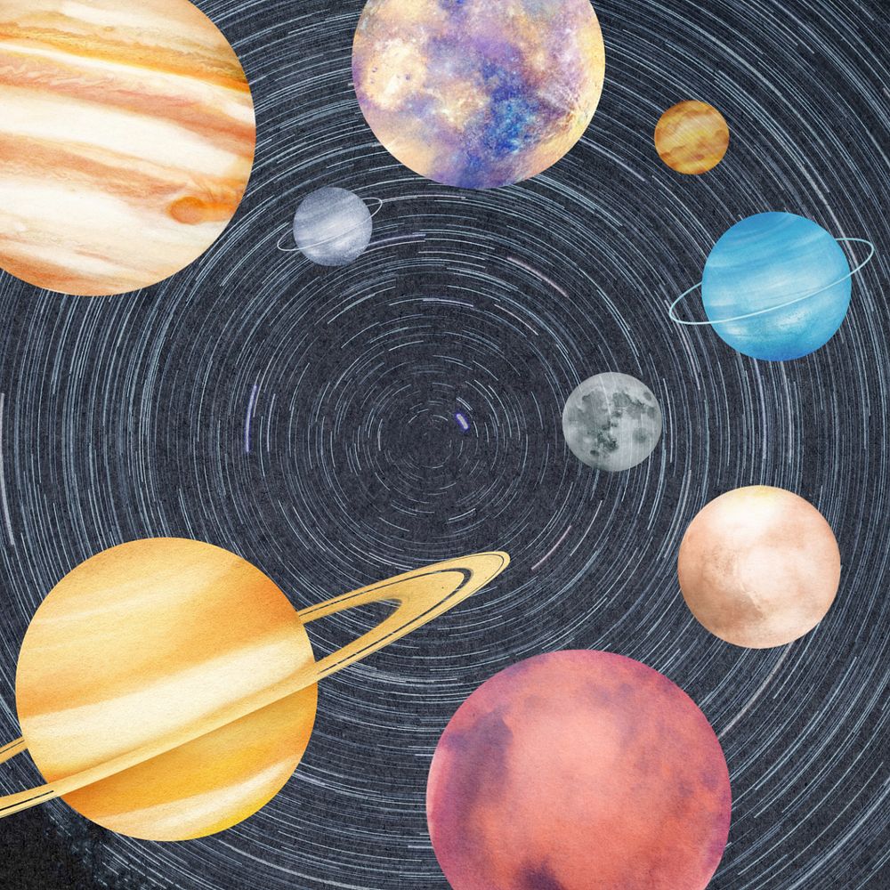 Aesthetic star trails background, editable solar system design