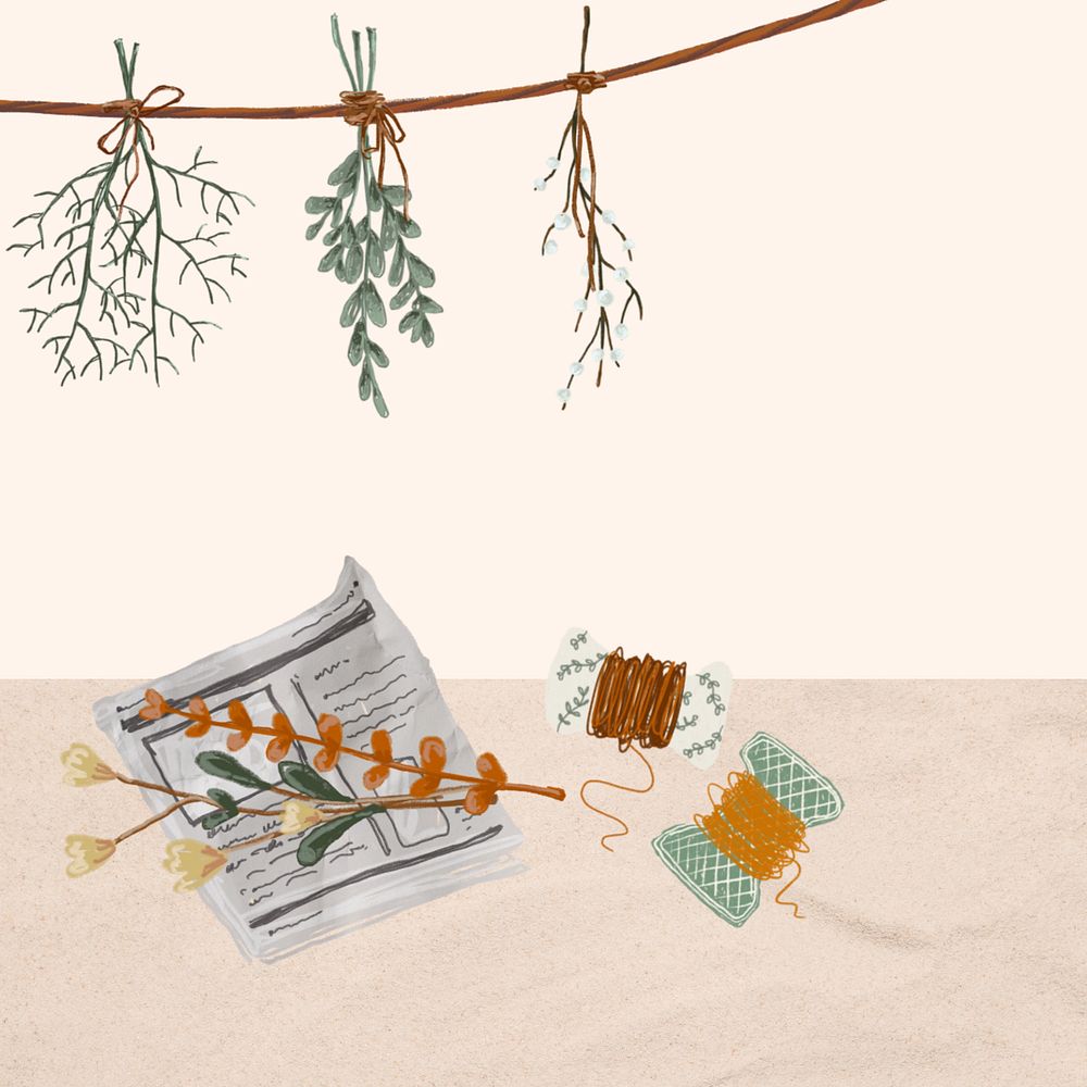 Drying leaves, editable Autumn design