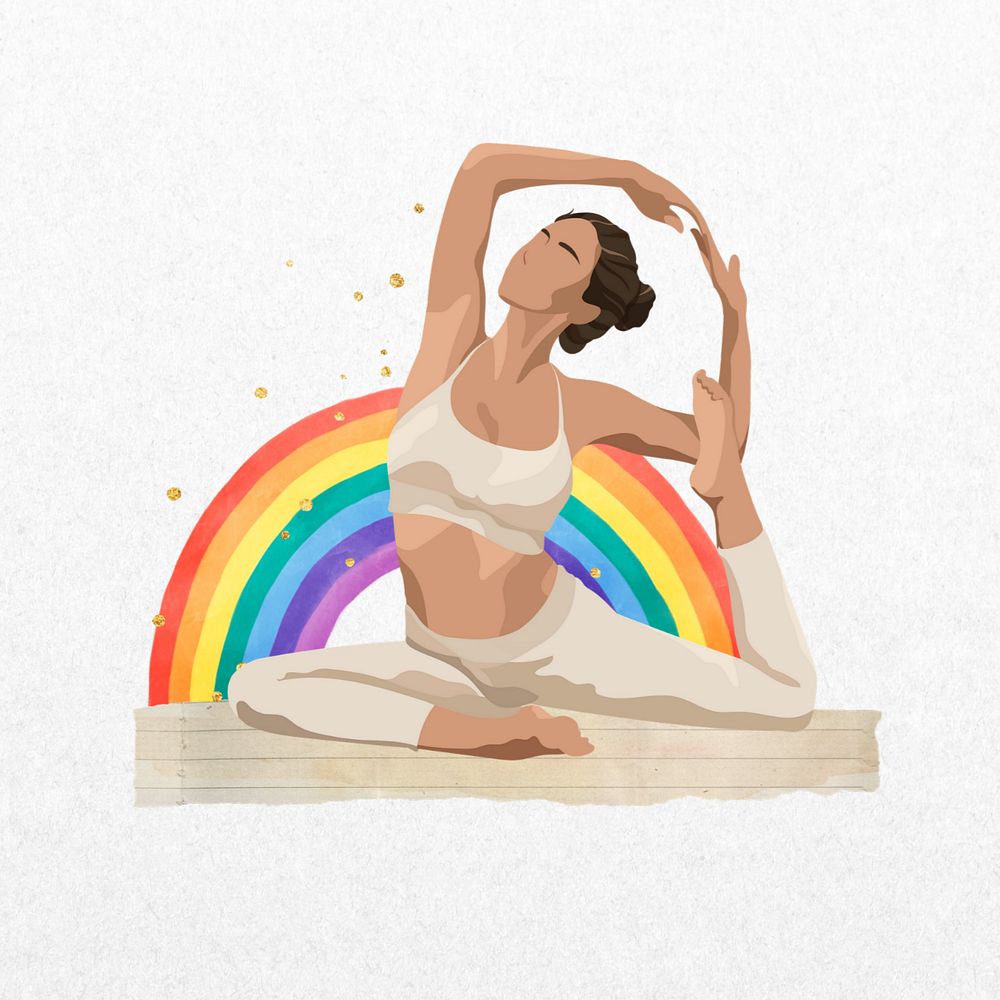 Editable yoga woman, aesthetic wellness collage design