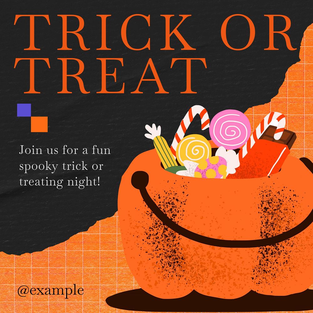 Trick or treat Instagram post template, editable social media ad