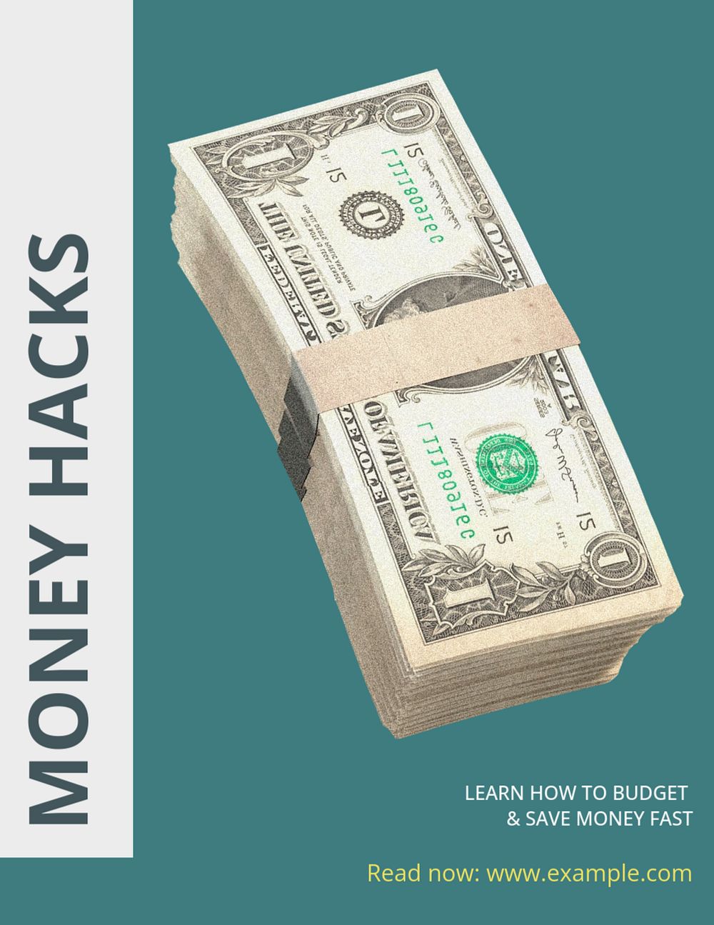 Money hacks article, editable flyer template