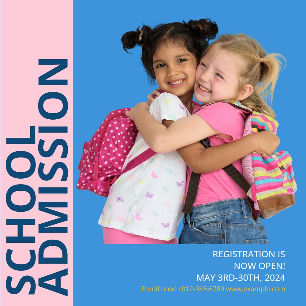 School admission Instagram post template, editable social media design