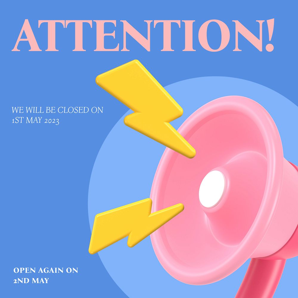 Attention Instagram post template, editable social media design