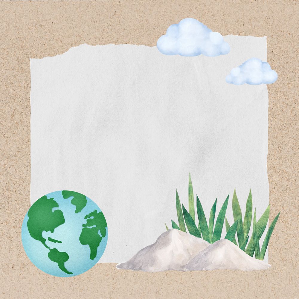 Environment ripped paper, editable nature collage design