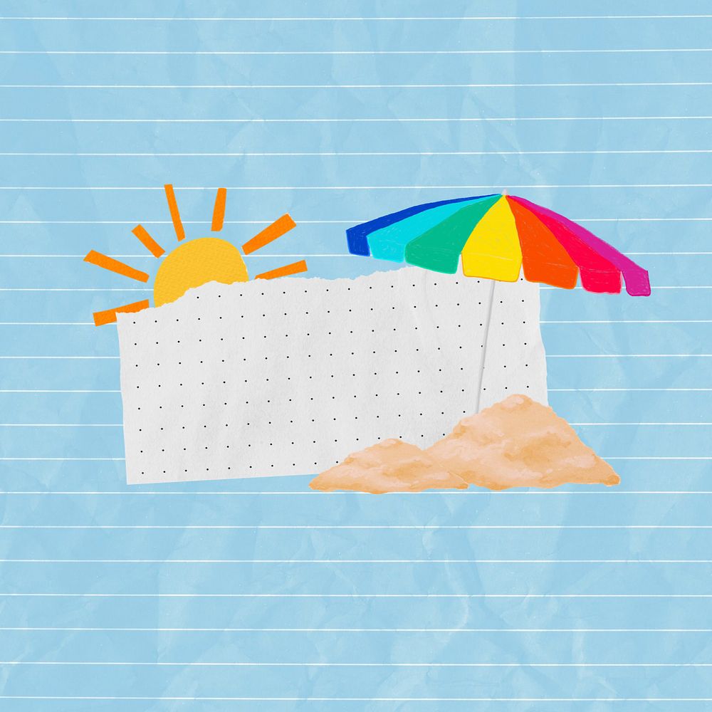 Summer beach note paper, editable holiday collage design