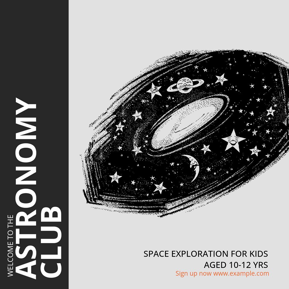 Astronomy club Instagram post template, editable social media design