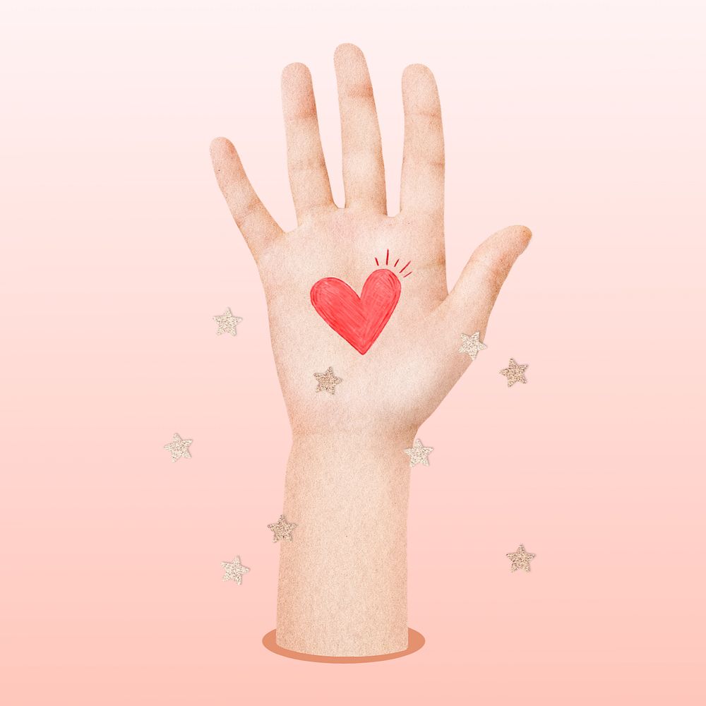 Supportive hand, editable gesture collage element remix design