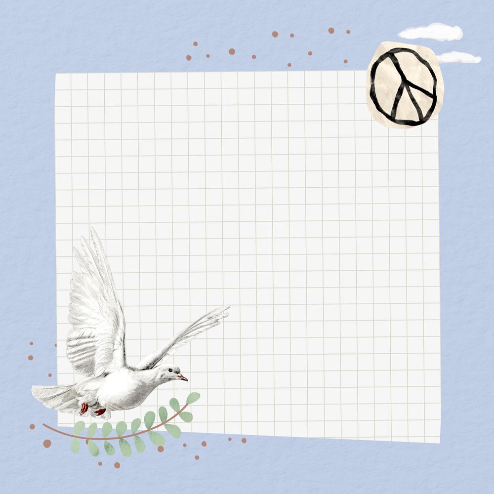 Peace note paper blue background, freedom design