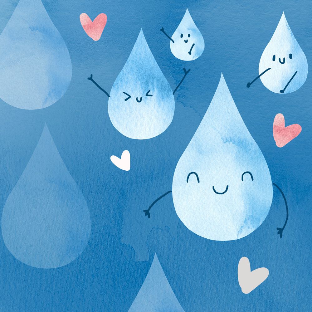 Cute save water watercolor doodle, customizable design