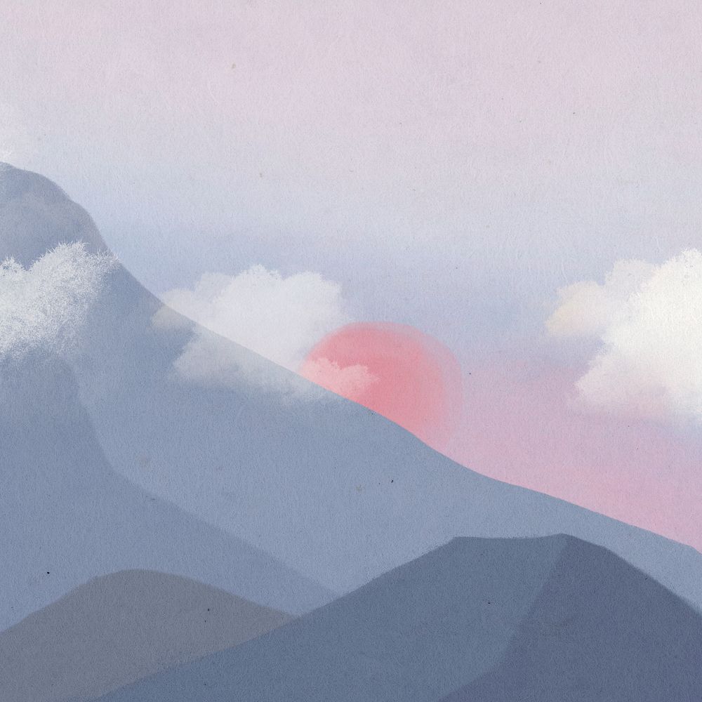 Mountain sunset view background, aesthetic nature illustration, editable design