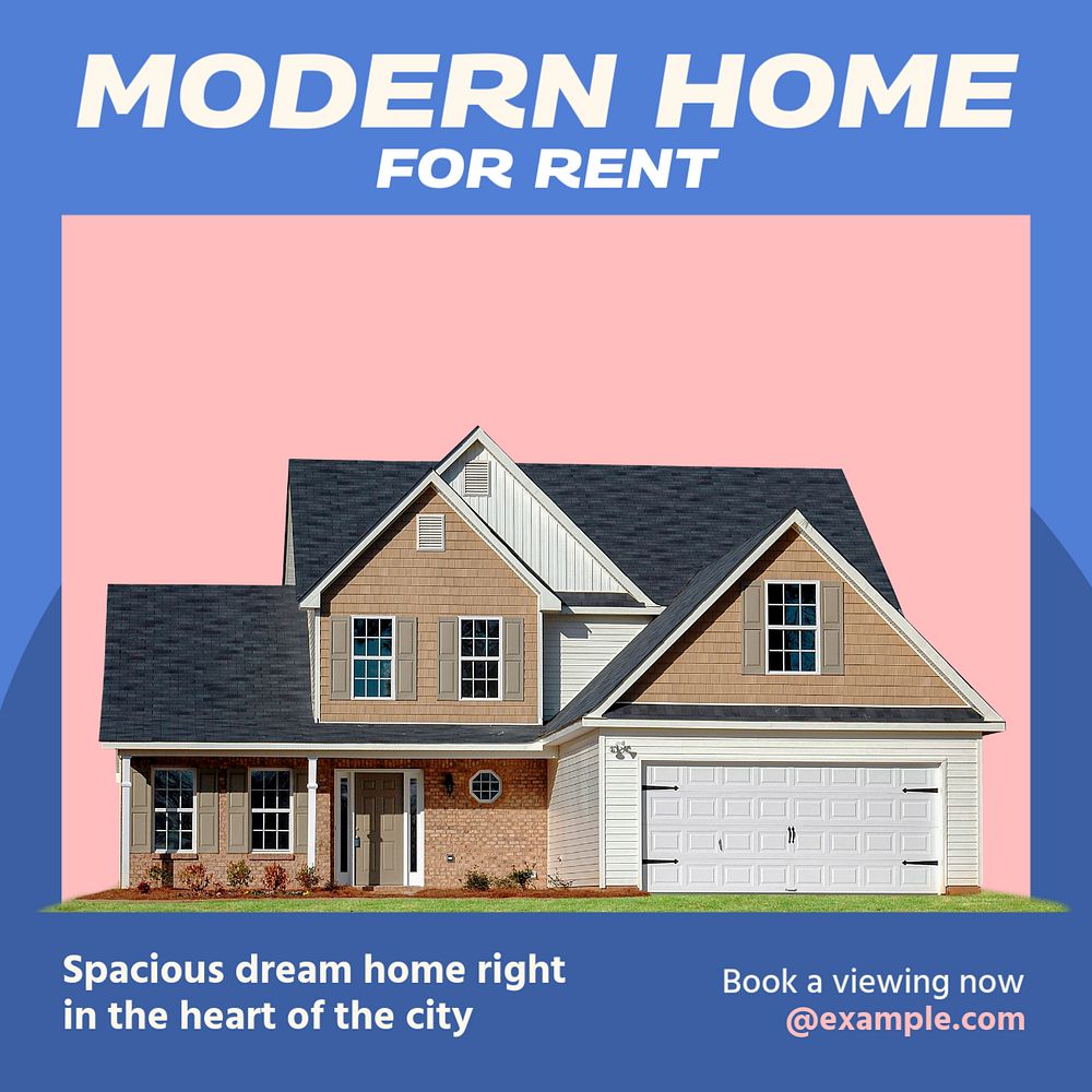 Modern home rental Instagram post template, editable social media design