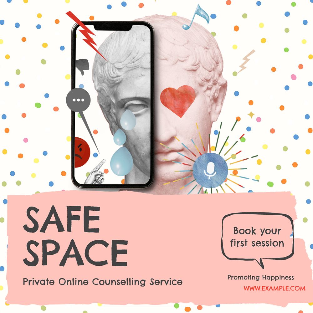 Safe space Instagram post template, editable social media design