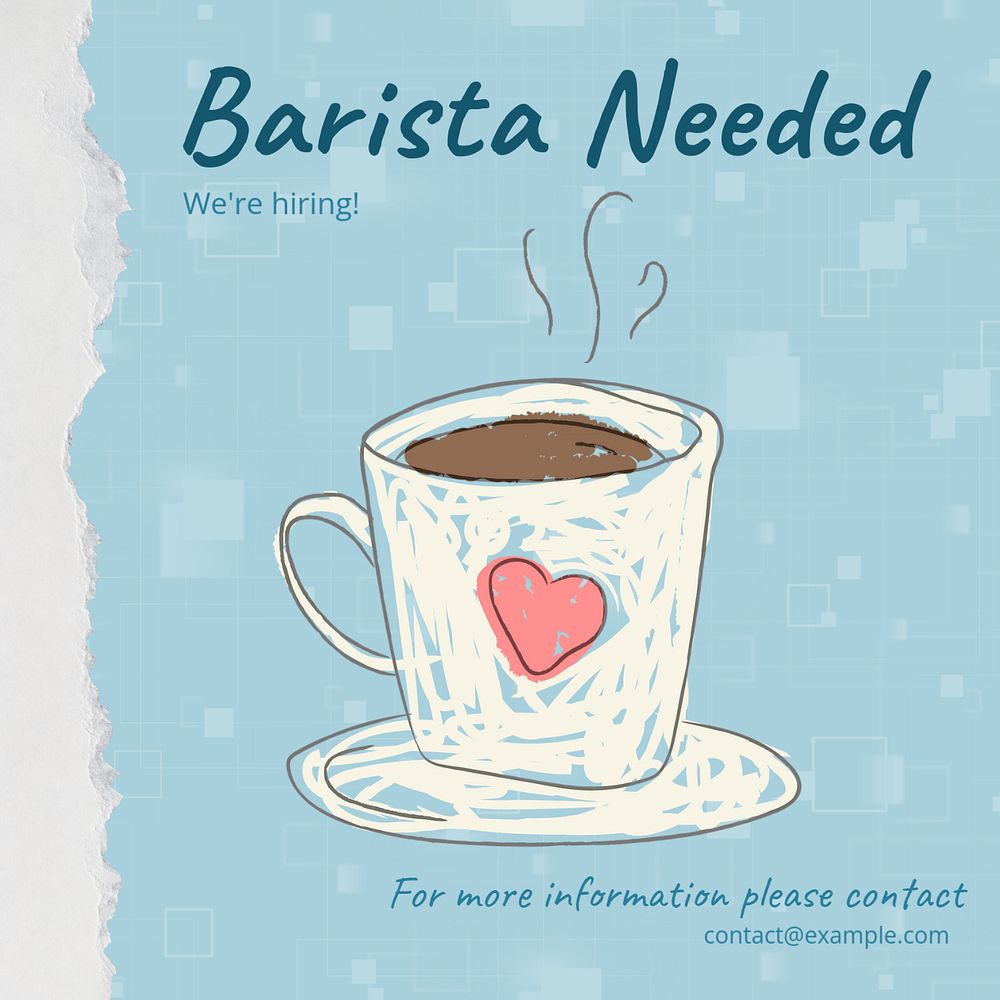 Barista needed Instagram post template, editable social media design