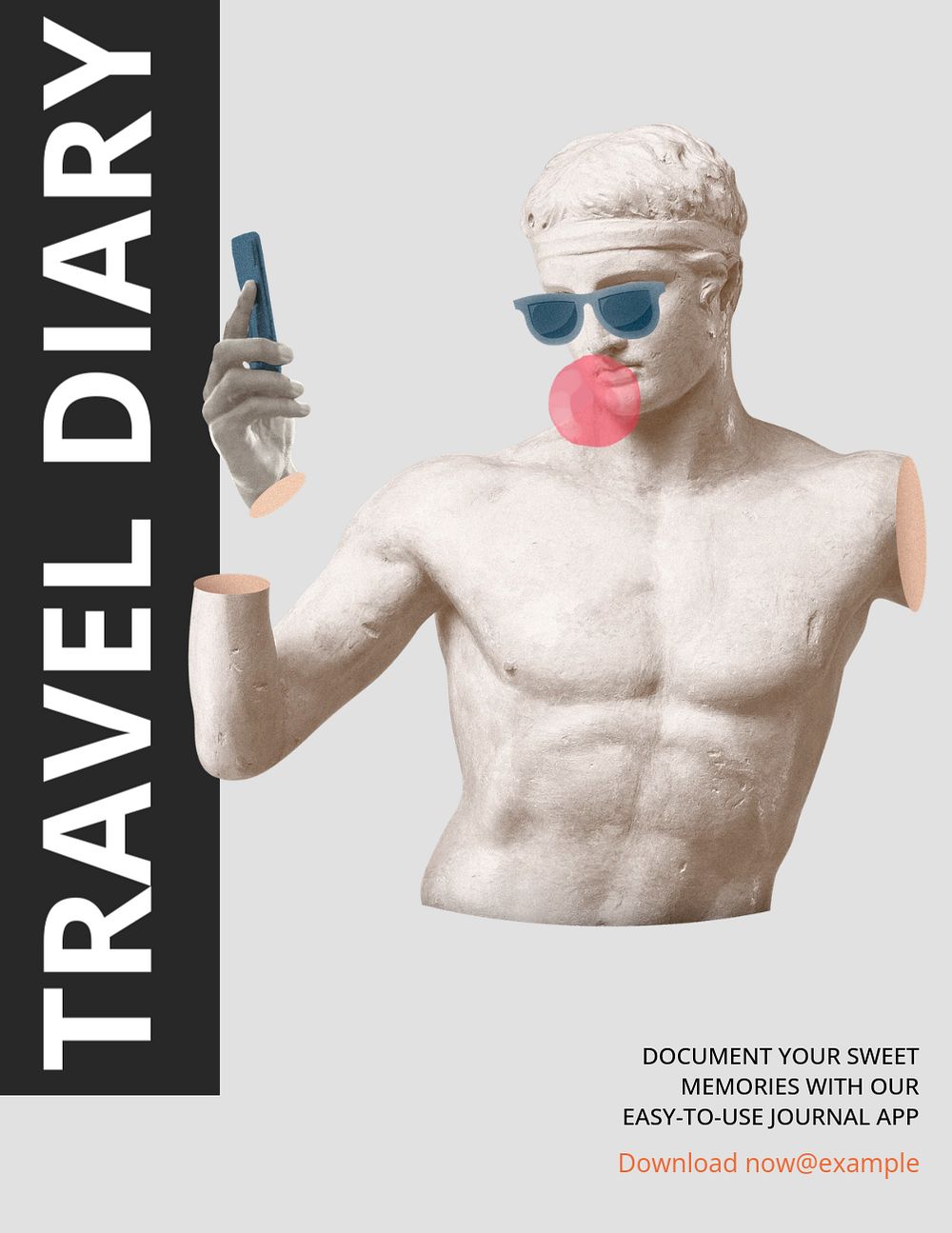 Travel diary app, editable flyer template