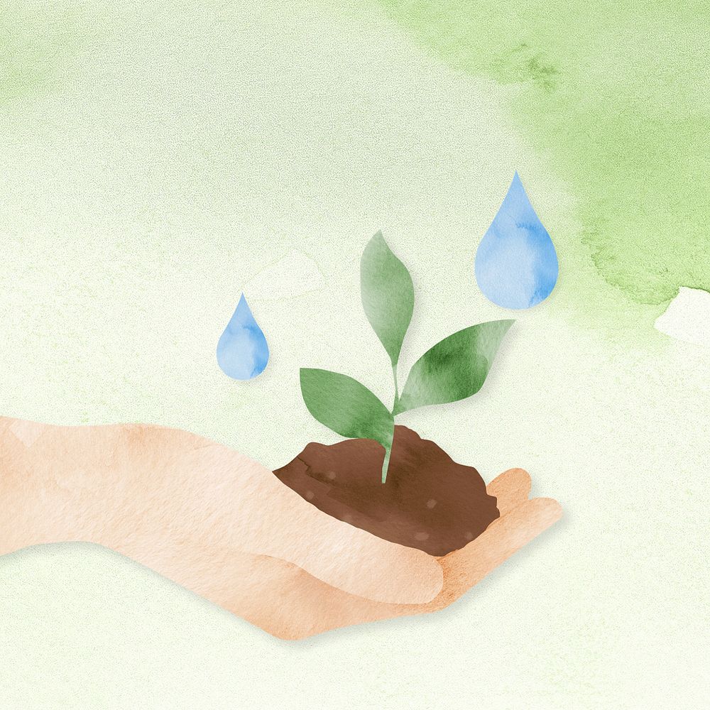 Reforestation & nature conservation watercolor illustration, customizable design