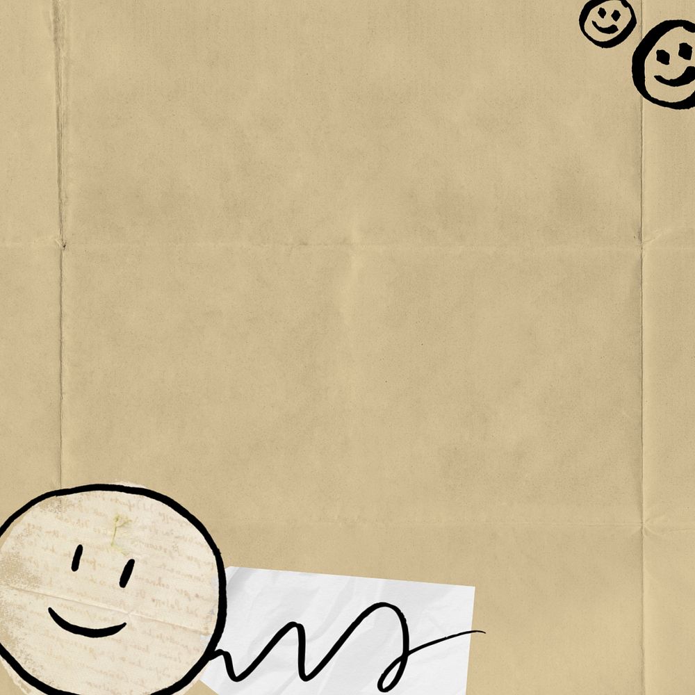 Emoji doodle border, editable brown background design