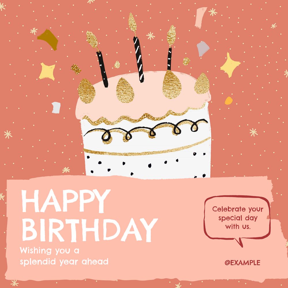 Happy birthday Instagram post template, editable social media design