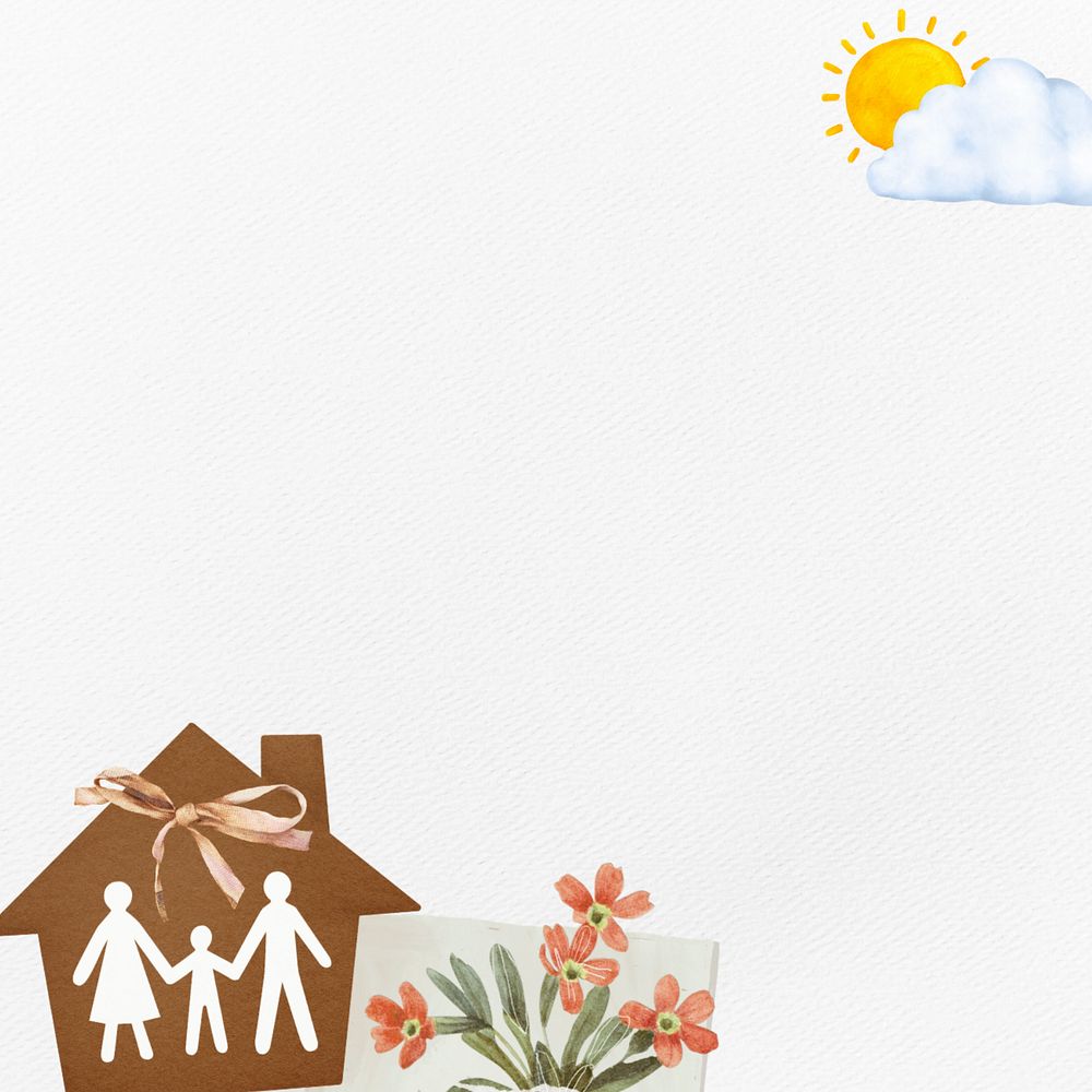 Family home border, editable paper collage design