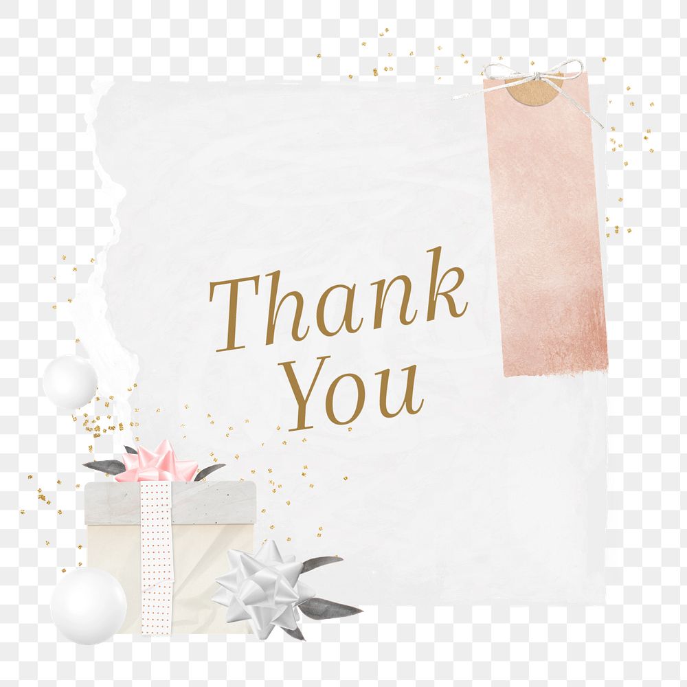 Thank you note paper element, editable birthday gift box collage design