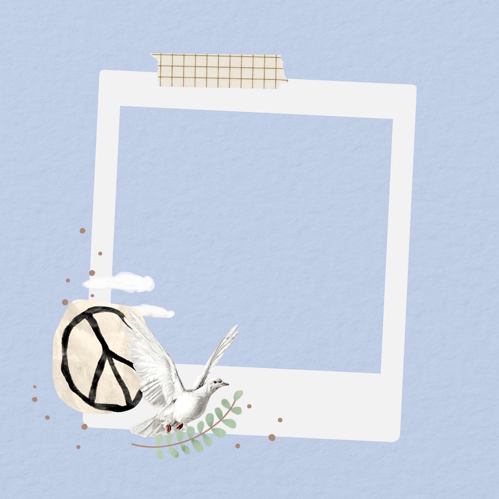 Peace dove instant film frame, editable collage element remix design