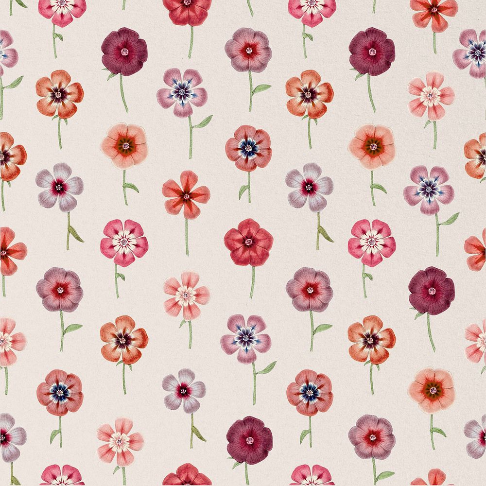 Editable vintage flower pattern, botanical illustration by Pierre Joseph Redouté. Remixed by rawpixel.