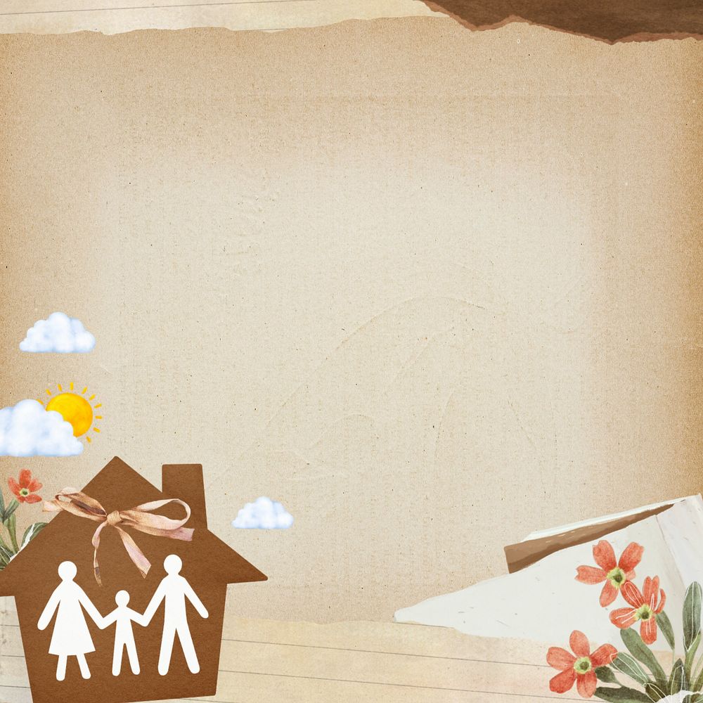 Family home border, editable paper collage design