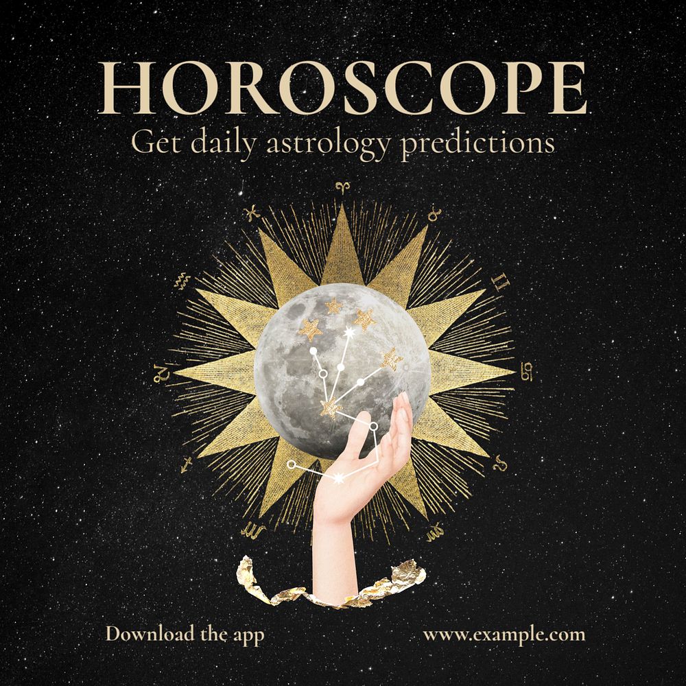 Horoscope aesthetic Instagram post template, editable design