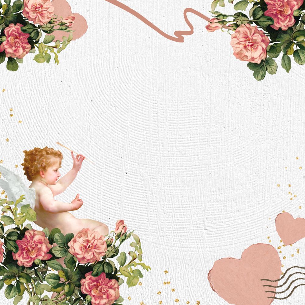 Cute Valentine's Day frame, editable floral collage design