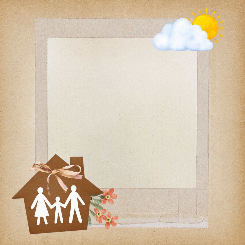 Lovely family instant film frame, editable collage element remix design