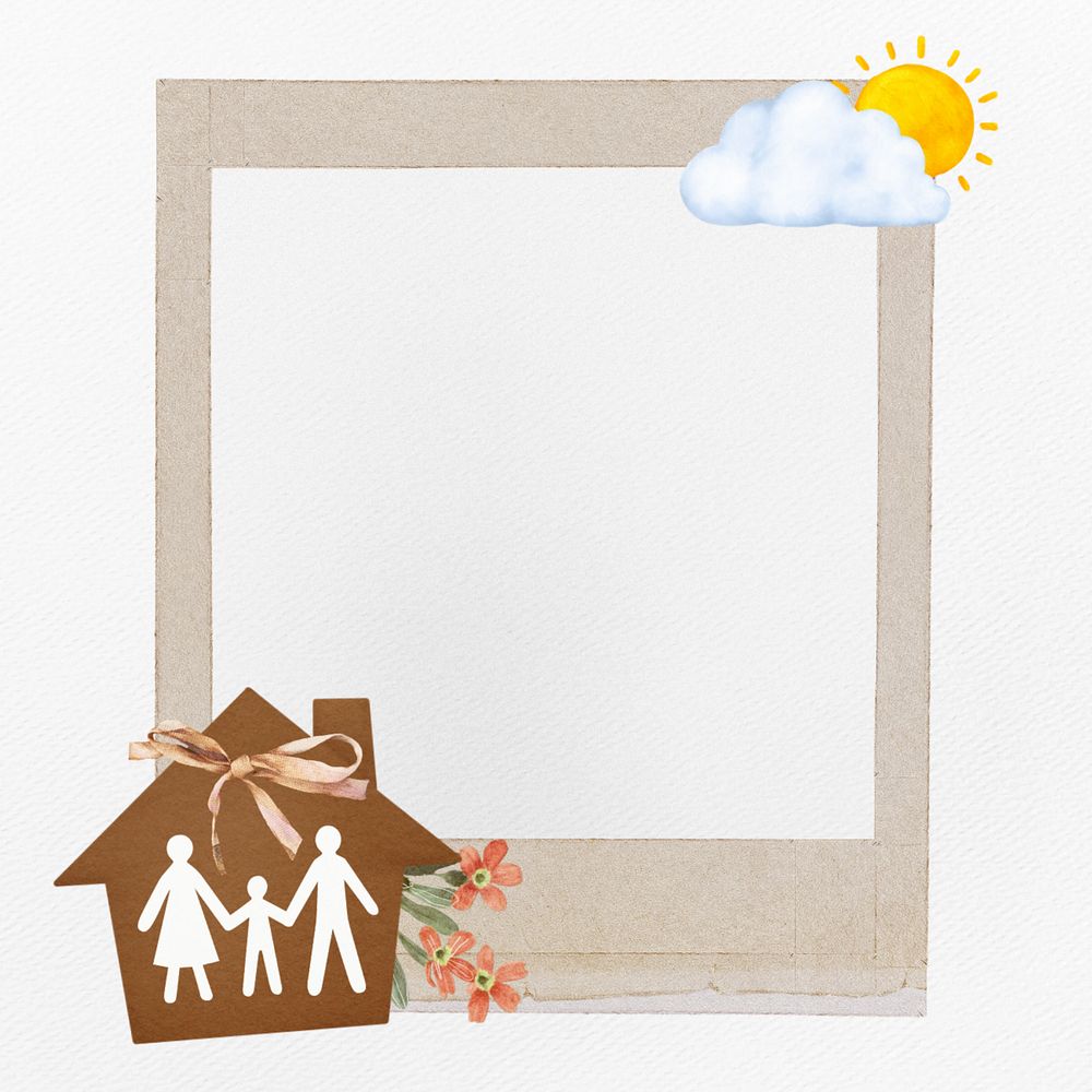 Lovely family instant film frame, editable collage element remix design