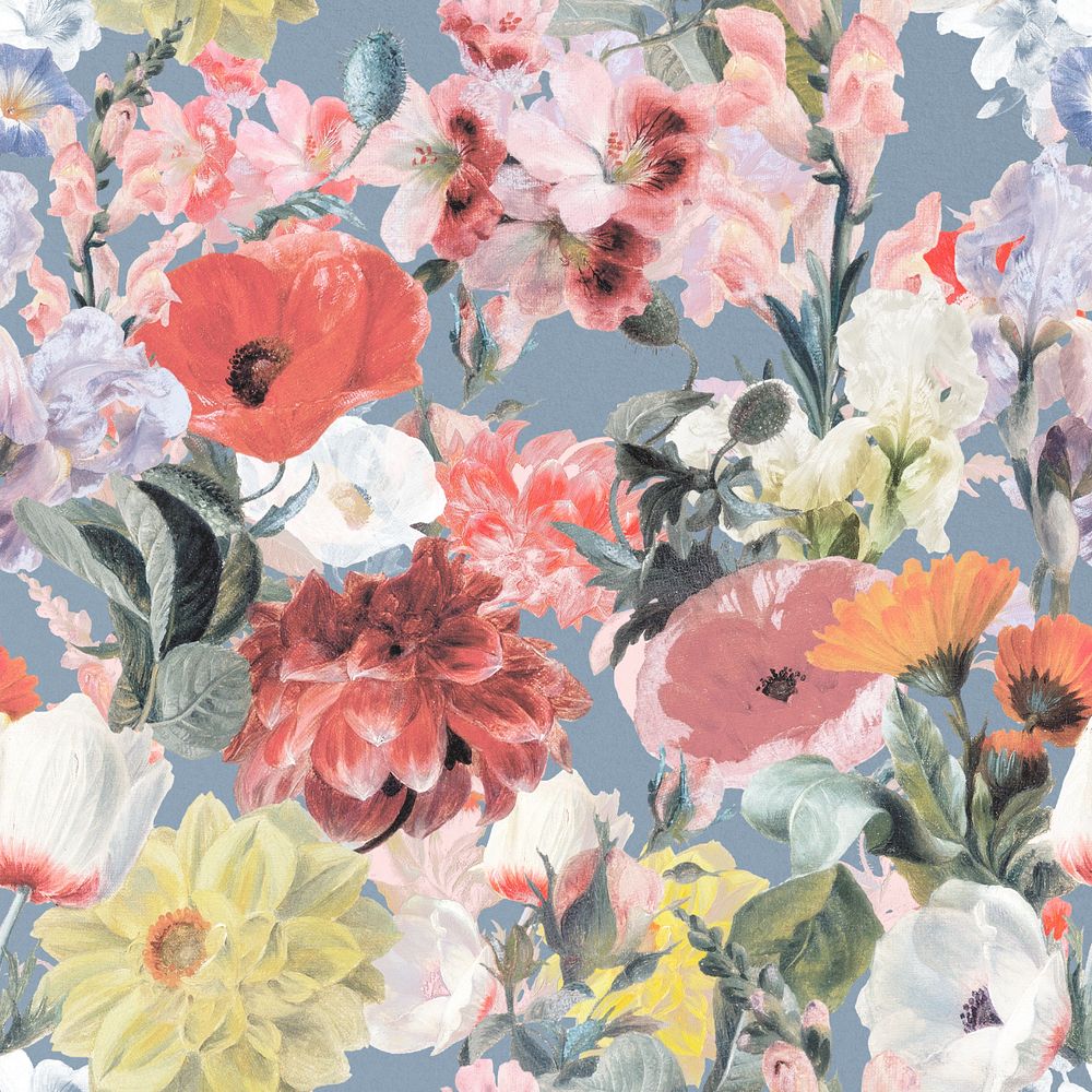 Vintage Spring flower pattern, editable aesthetic botanical illustration by Pierre Joseph Redouté. Remixed by rawpixel.